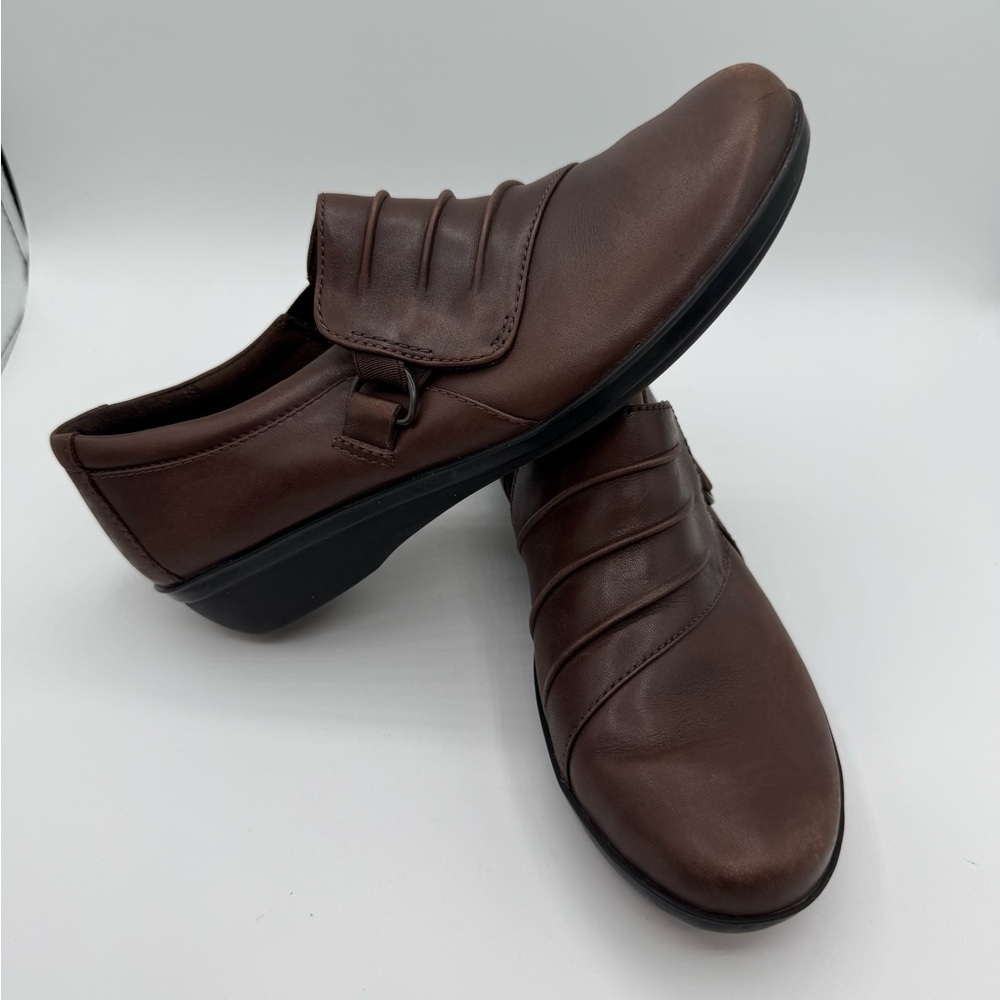 Clarks Everlay Heidi Shoes Womens Sz 6 Slip On Loafers Dark Brown Leather